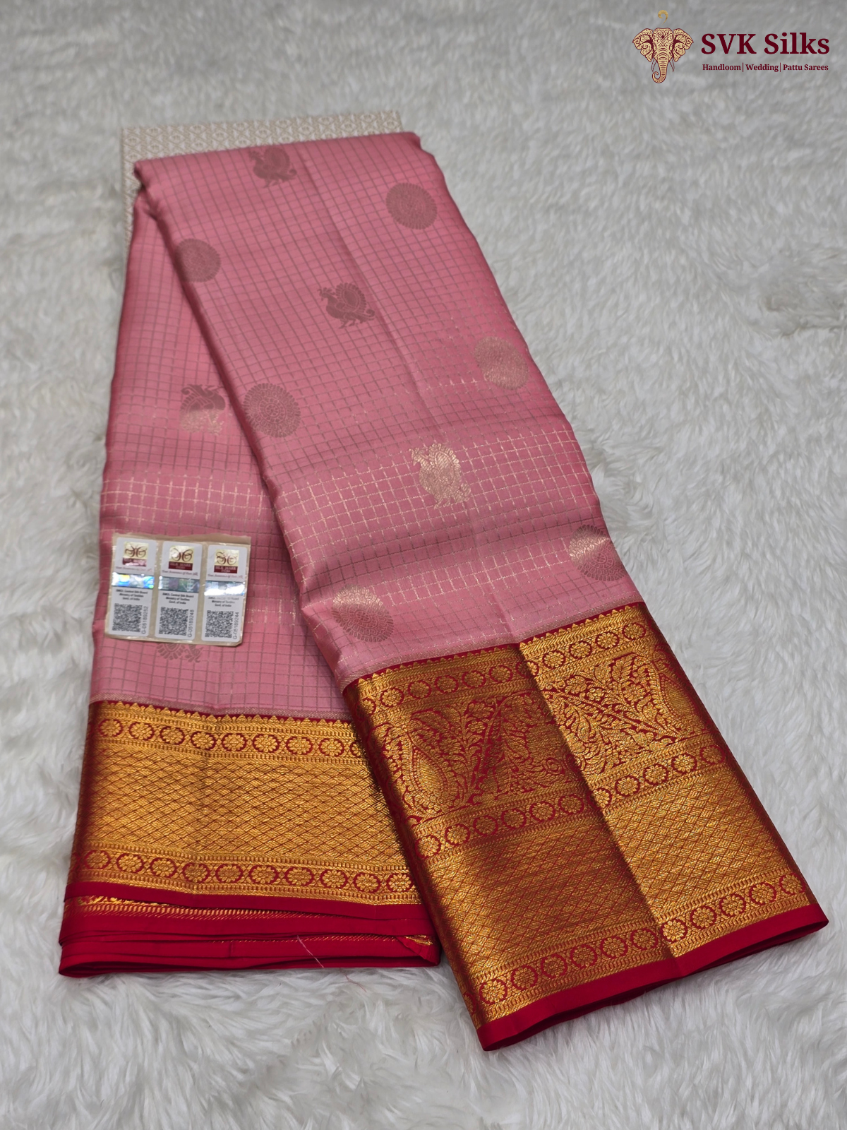 Pattu Resham Wedding Saree (Pink) - Image 3