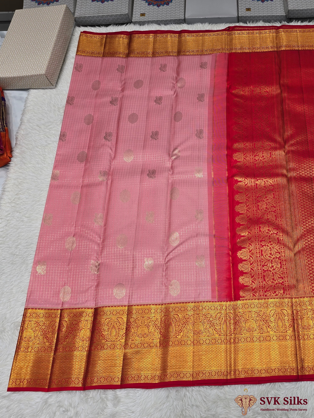 Pattu Resham Wedding Saree (Pink) - Image 4