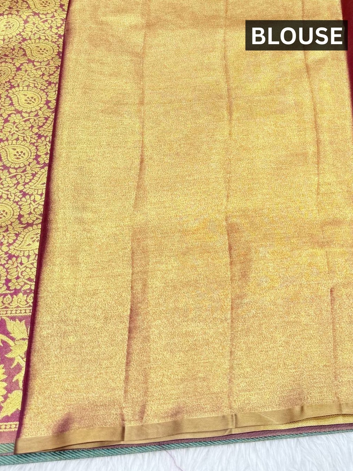 Mustard Gold Digital Printed Silk Blend Saree with Pichwai Art Pallu and Banarasi Zari Border - Image 5