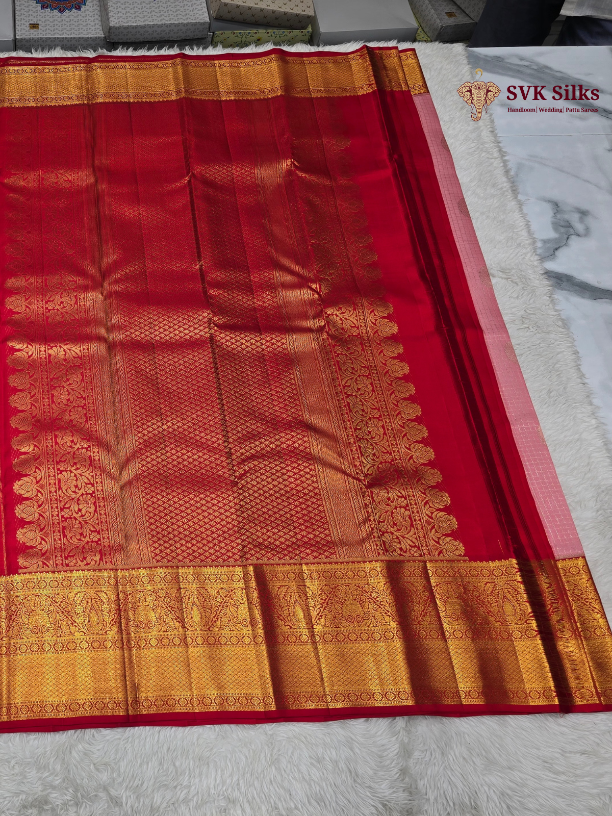 Pattu Resham Wedding Saree (Pink) - Image 5