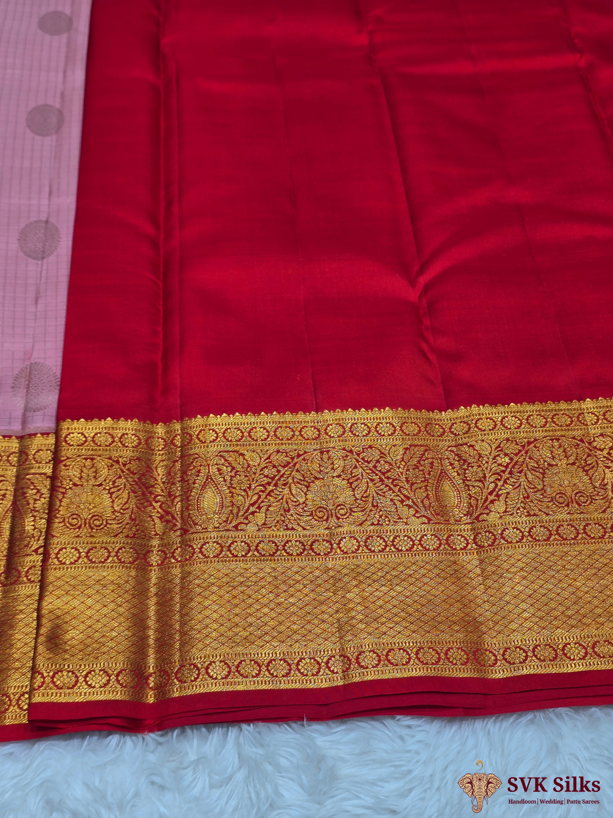 Pattu Resham Wedding Saree (Pink) - Image 6